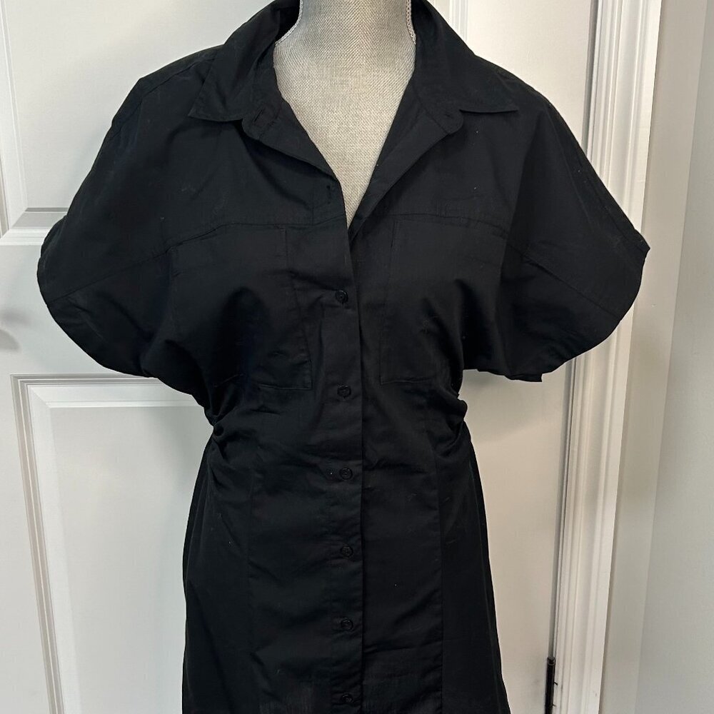 Abercrombie & Fitch Black Short Sleeve Poplin Shirt Dress Size M EUC
